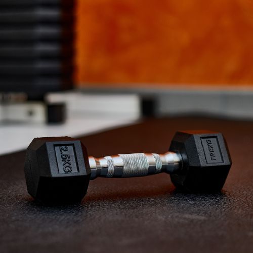 Pogumovaná činka XTREXO Hex HXD25 2,5 kg