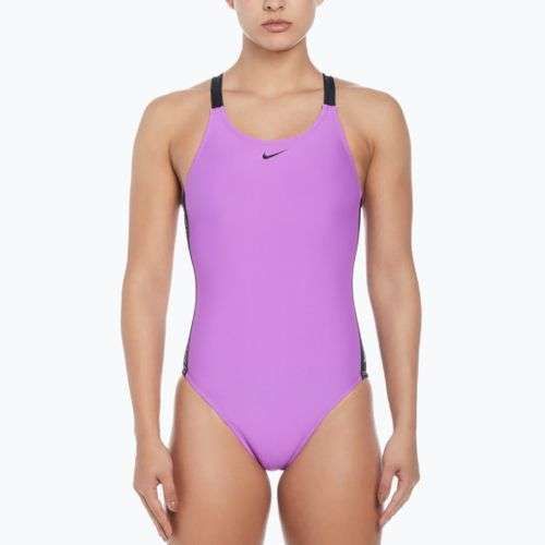 Dámske jednodielne plavky Nike Logo Tape Fastback fuchsia dream