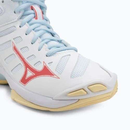Dámske volejbalové topánky Mizuno Wave Voltage 2 Mid white/calypso coral/pale banana
