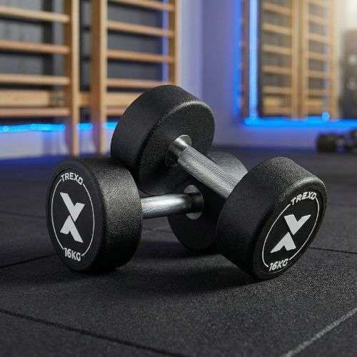 Gumová liatinová činka XTREXO Pro 16 kg black
