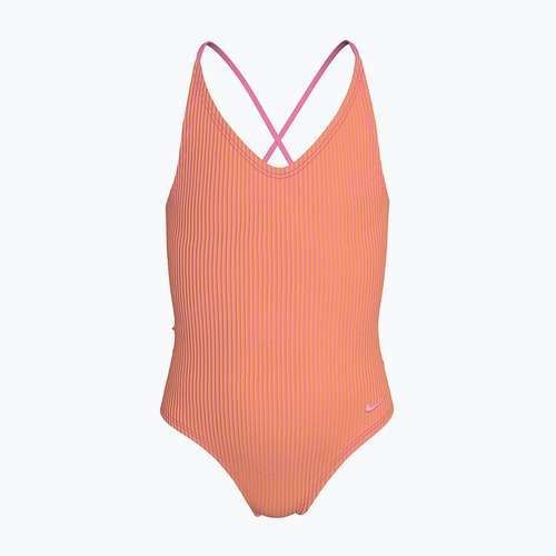 Detské jednodielne plavky Nike Ocean Bound Ripple Texture Lace Up pink glow
