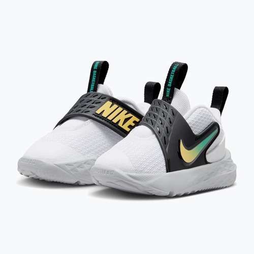 Detské topánky Nike Team Hustle D 12 white/black/clear emerald/topaz gold