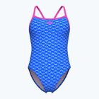 Dámske jednodielne plavky arena Monogram Challenge back blue river multi/shocking pink