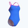 Dámske jednodielne plavky arena Monogram Challenge back blue river multi/shocking pink 3