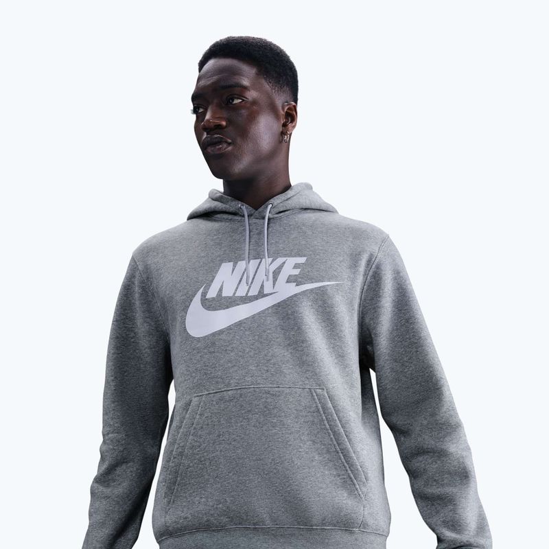 Pánska mikina Nike Club Pullover Hoodie dark grey heather/light smoke grey/white 4