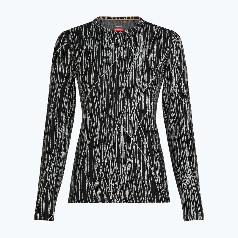 Dámsky trekkingový longsleeve Icebreaker Merino 260 Tech Vertex Crewe Delta Lines AOP black/snow/j 7