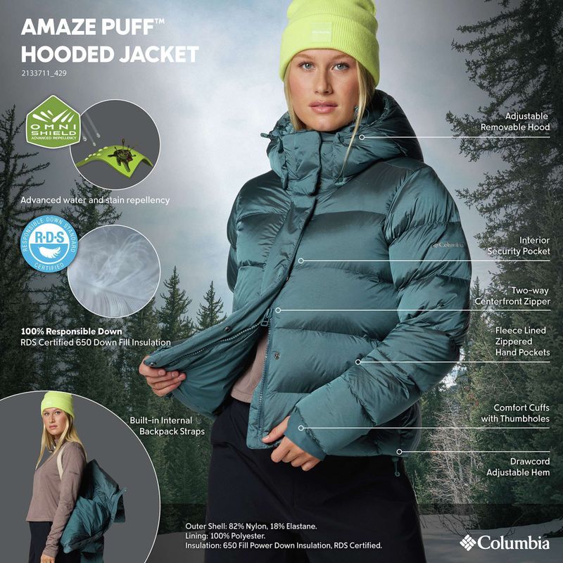 Dámska páperová bunda Columbia Amaze Puff Hooded everblue high shine 12