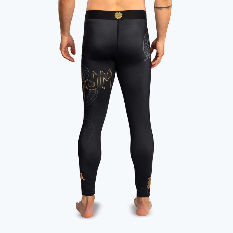 Pánske tréningové legíny Venum Serpenti Spats black/silver/gold 3
