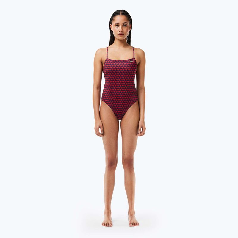 Dámske jednodielne plavky Lacoste MF7264 penumbra / alizarin / red 3