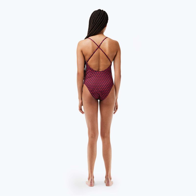 Dámske jednodielne plavky Lacoste MF7264 penumbra / alizarin / red 4