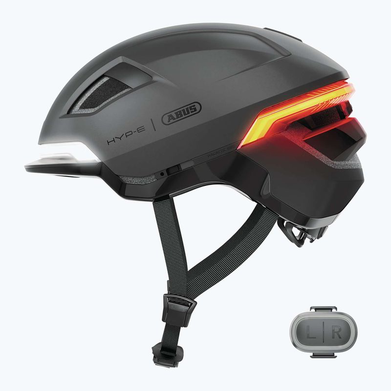 Cyklistická prilba s ukazovateľmi smeru ABUS Hyp-E volcano titan 3