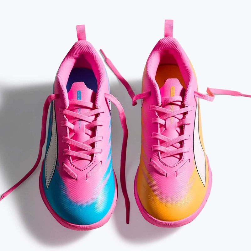 Detské kopačky  PUMA Ultra 6 Play It Jr poison pink/puma wht/sun stream/bright aqua/puma blk 12