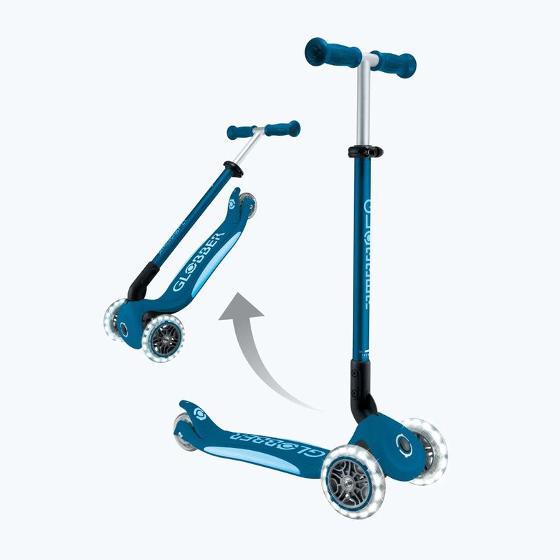 Detská trojkolka Globber Primo Foldable Plus Lights benzínová modrá 6