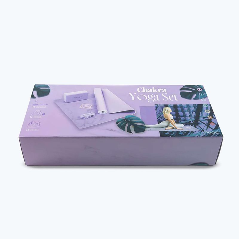 Súprava na jogu Myga Chakra Yoga Set mat + block + purple strap 9
