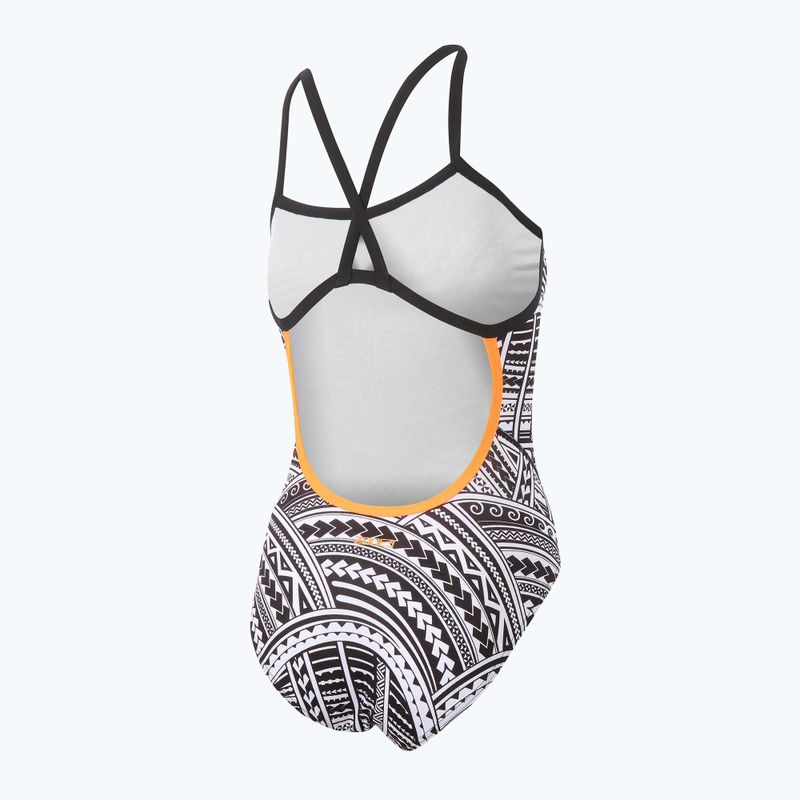 Dámske jednodielne plavky ZONE3 Kona Speed Strap Back tribal print/black/ white/orange 5
