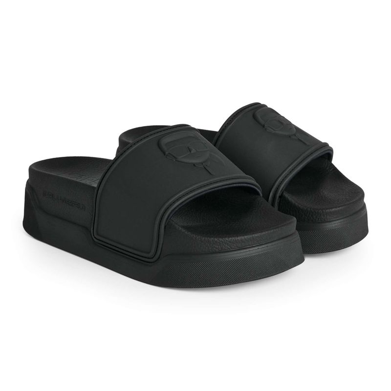 KARL LAGERFELD dámske žabky Condominium Nft Relief black rubber 2