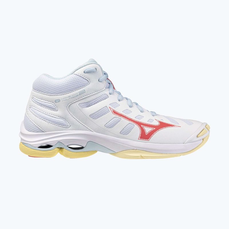 Dámske volejbalové topánky Mizuno Wave Voltage 2 Mid white/calypso coral/pale banana 8