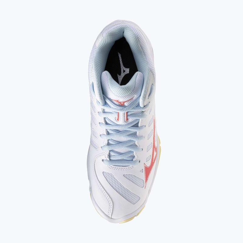 Dámske volejbalové topánky Mizuno Wave Voltage 2 Mid white/calypso coral/pale banana 12