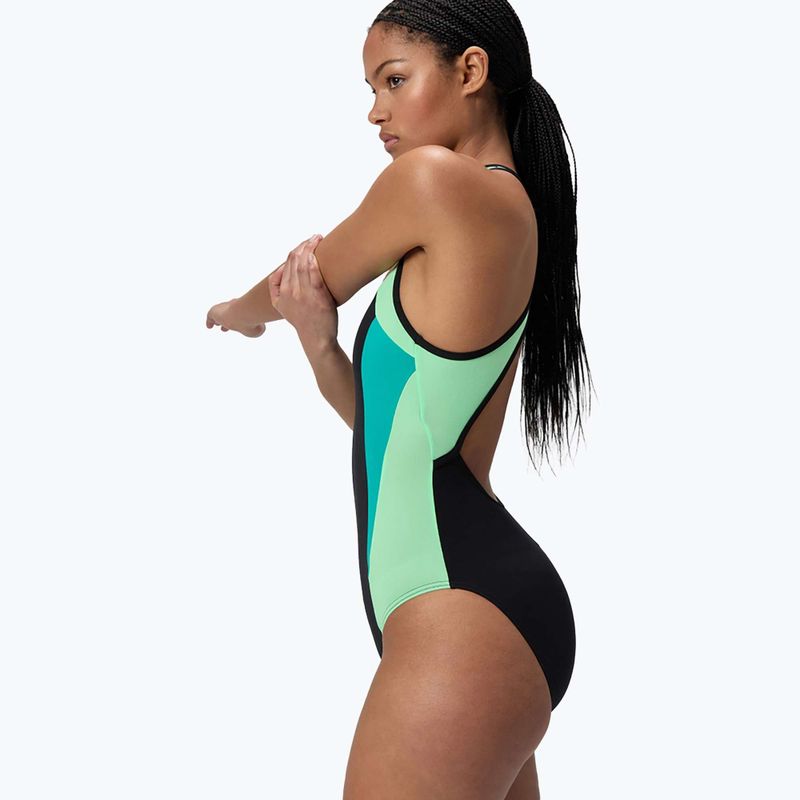 Dámske jednodielne plavky Speedo High Neck Splice Cross Back turquoise gem 4