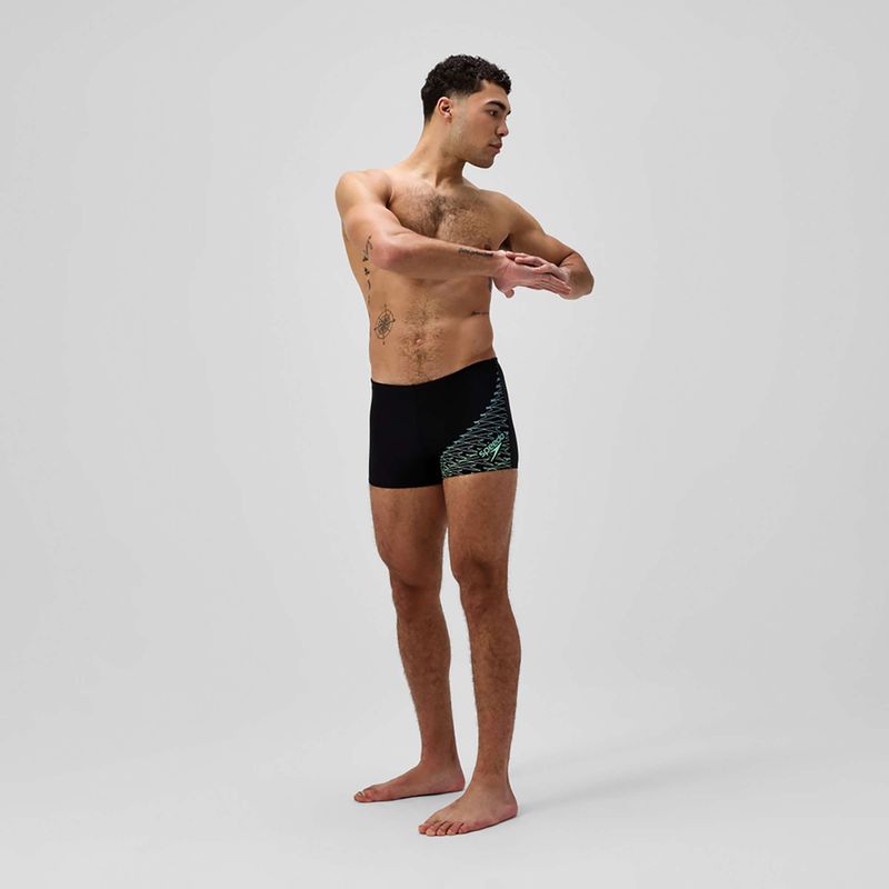 Pánske plavky boxerky Speedo Medley Logo Aquashort black/alfalfa green 2
