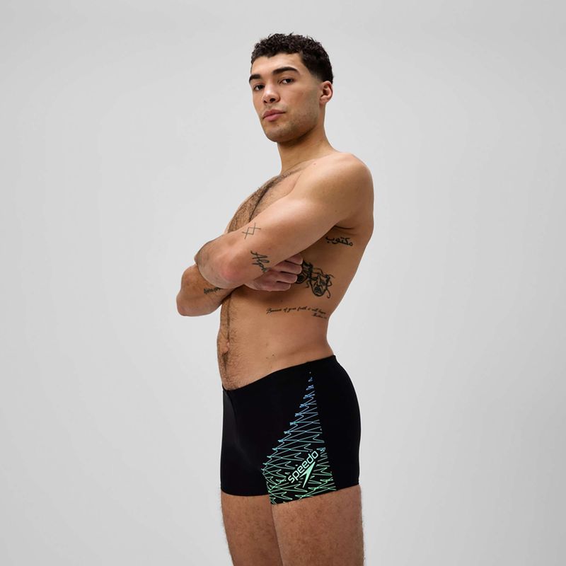 Pánske plavky boxerky Speedo Medley Logo Aquashort black/alfalfa green 4