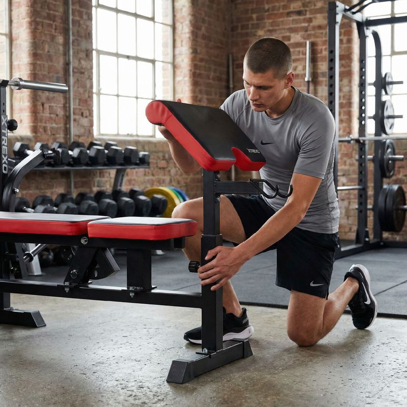 Posilňovacia lavica XTREXO BenchFit Max so stojanom a bicepsovým pultom black 5