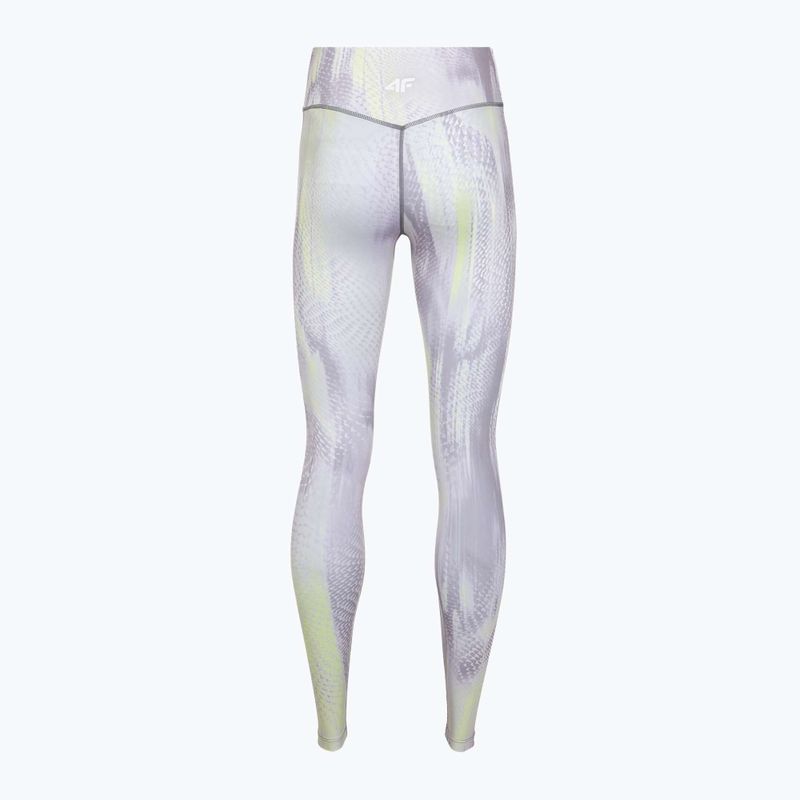 Dámske tréningové legíny 4F Solar Punk FNK F454 light yellow allover 8
