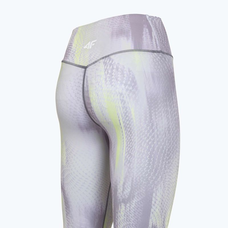 Dámske tréningové legíny 4F Solar Punk FNK F454 light yellow allover 10