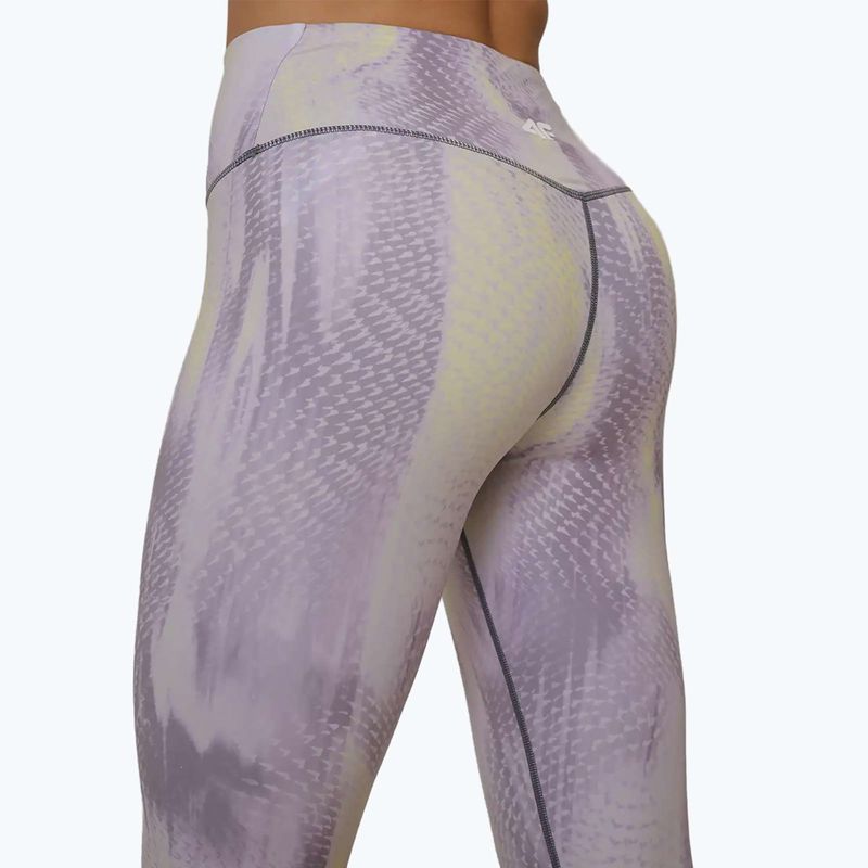 Dámske tréningové legíny 4F Solar Punk FNK F454 light yellow allover 6