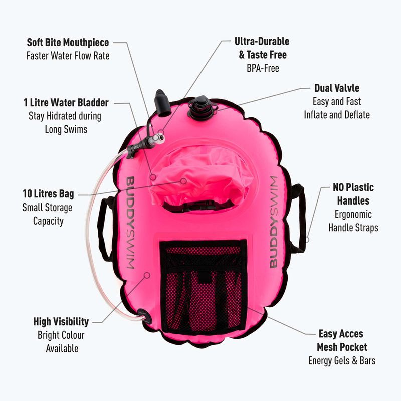 Bezpečnostná bójka Buddyswim Hydrastation Pro 10 l pink 4