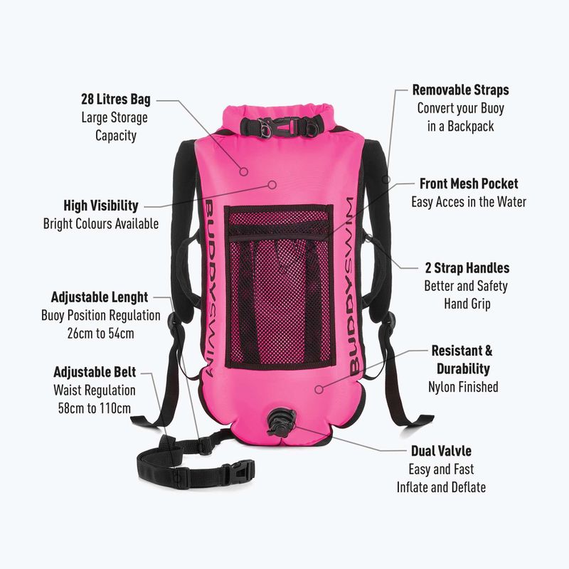 Záchranná bójka BuddySwim Backpack 28 l pink 2