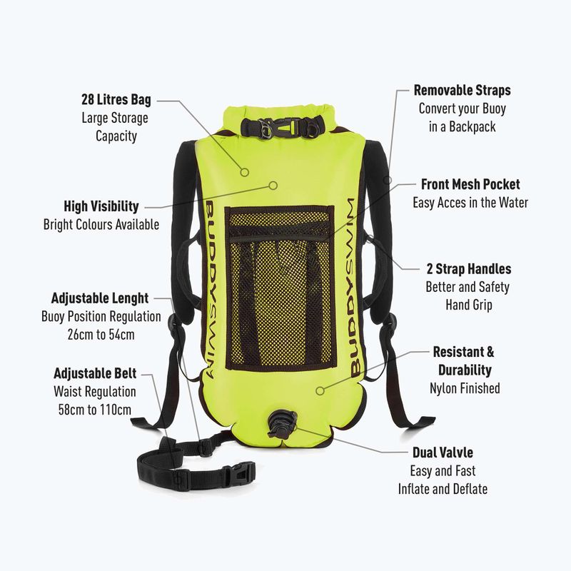 Záchranná bójka BuddySwim Backpack 28 l žltá 2