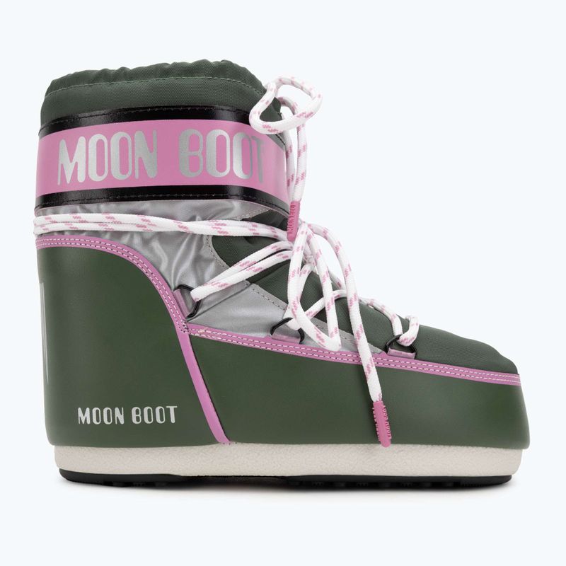 Dámske snehové topánky Moon Boot Icon Low Space Racing forest green/silver/pink 2
