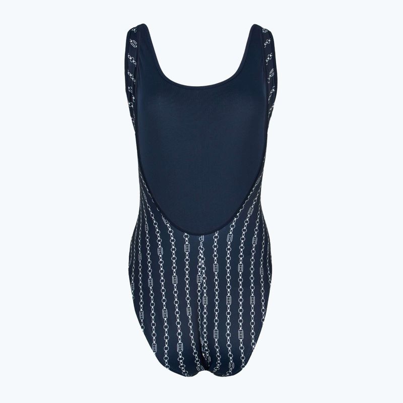 Tommy Hilfiger dámske jednodielne plavky One Piece Print (Ext) flag chain dark night navy 2