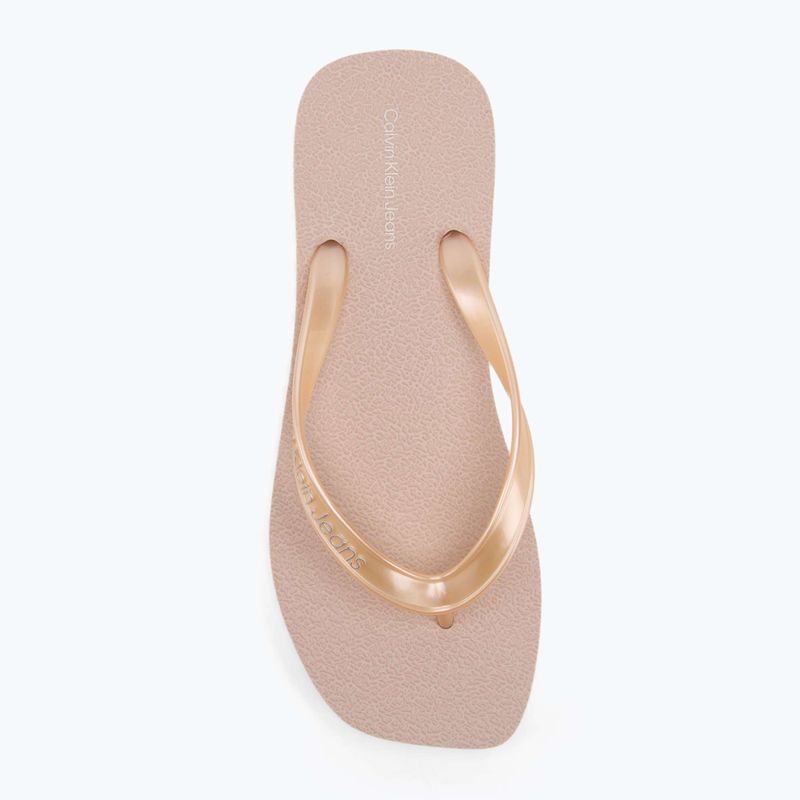 Calvin Klein dámske žabky YW0YW01720 Thong+ Tpu Metallic whisper pink/bright white 5