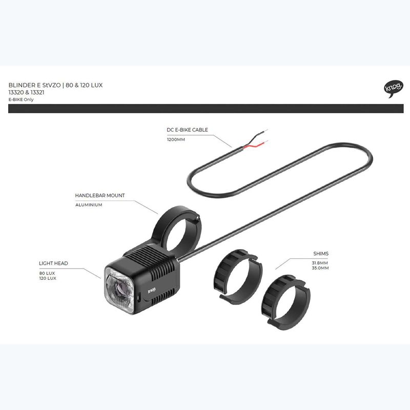 Predné svetlo na bicykel Knog Blinder E 120 Lux StVZO black 4