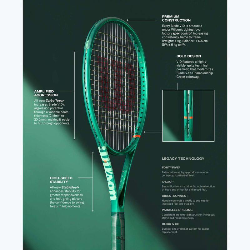 Detská tenisová raketa Wilson Blade Jr 26 V10 green 13