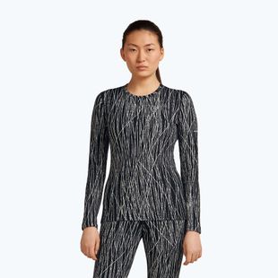 Dámsky trekkingový longsleeve Icebreaker Merino 260 Tech Vertex Crewe Delta Lines AOP black/snow/j
