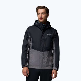 Pánska nepremokavá bunda Columbia Pouring Adventure III black/city grey