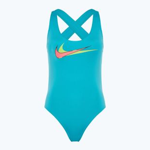 Dámske jednodielne plavky Nike Multi Logo Crossback dusty cactus