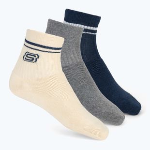 Detské ponožky SKECHERS Full Terry Low Crew 3 páry white/blue